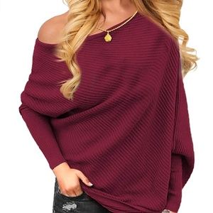 Off Shoulder Knit Long Sleeve Sweater